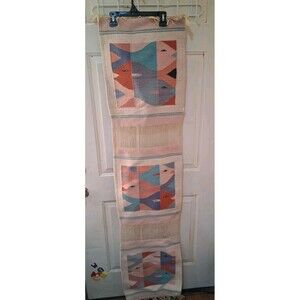 Vintage Zapotec Oaxacan Woven Wool Fish Stories Rug Wall Decor Table Runner